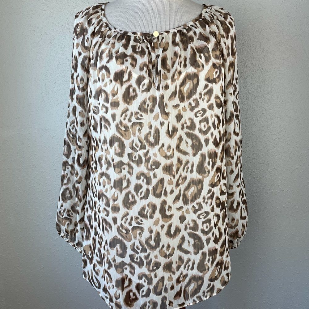 NWT Chaus Animal Print Tunic Blouse Top Size M